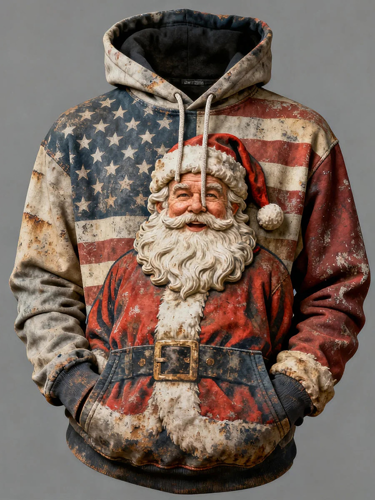 Men's Christmas Santa Claus Printed Hoodie