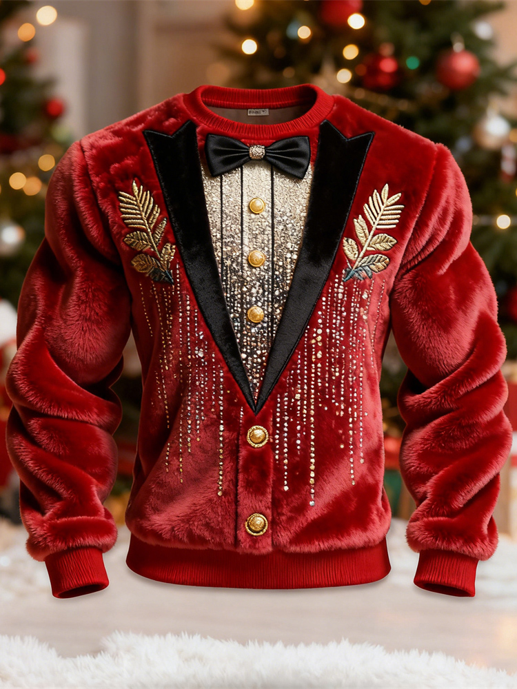 Christmas Two-piece Set Design Men's Flannel Sweatshirt