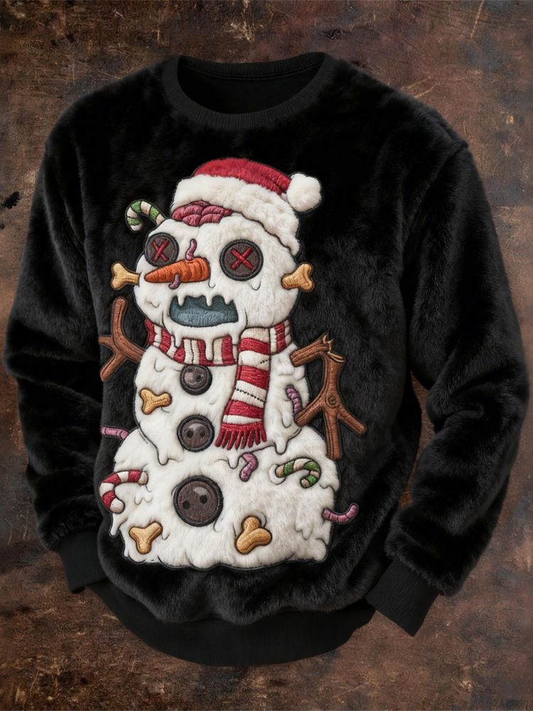 Men's Zombie Snowman Funny Christmas Cozy Plush Sweatshirt
