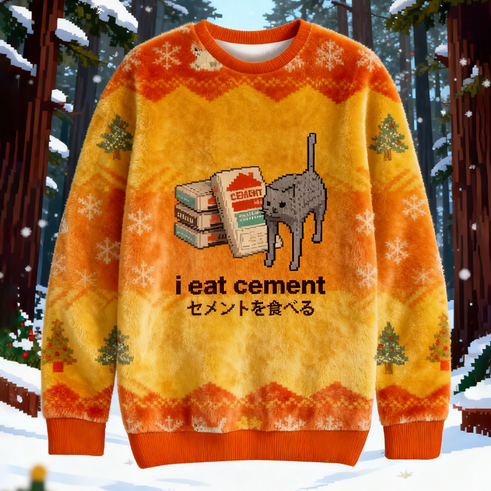 I Eat Cement Yellow Christmas Ugly Sweatshirt