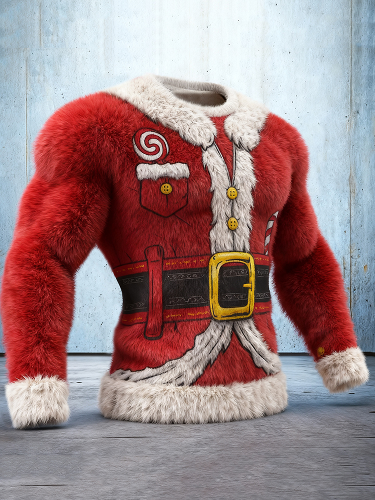 Men's Santa Claus Lollipop Pattern Ugly Sweater