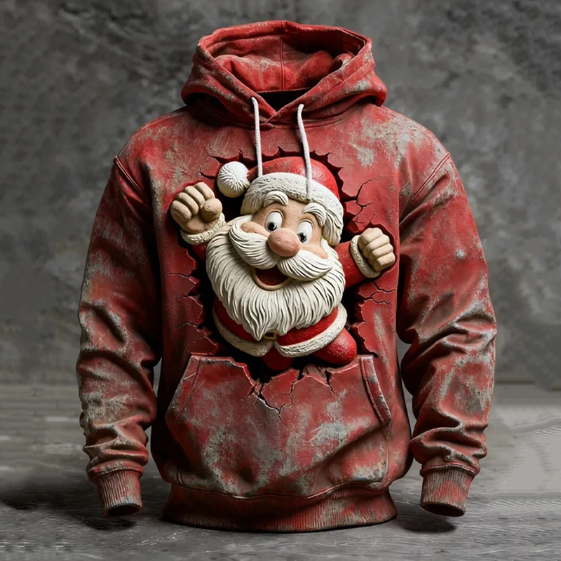 Men's Santa Claus Fun Christmas Art Print Hoodie