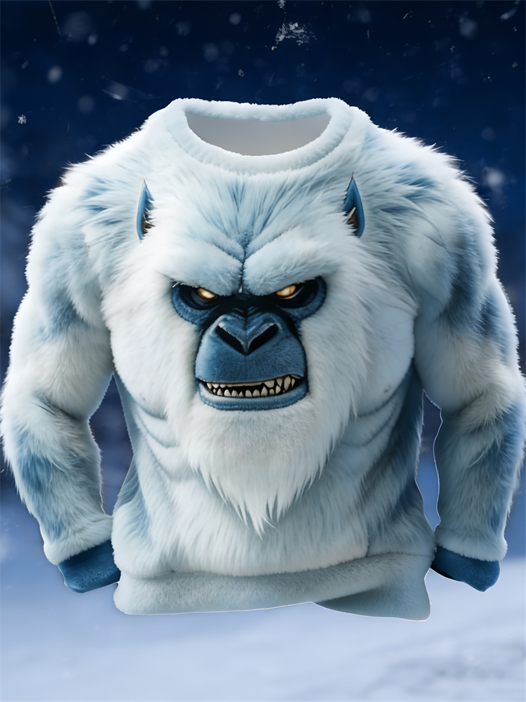 Men's Ice Monster Inspired Dyed Cozy Plush Sweatshirt