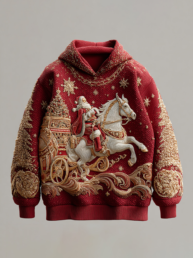 Christmas Santa Claus Art Knitted Hooded Sweater