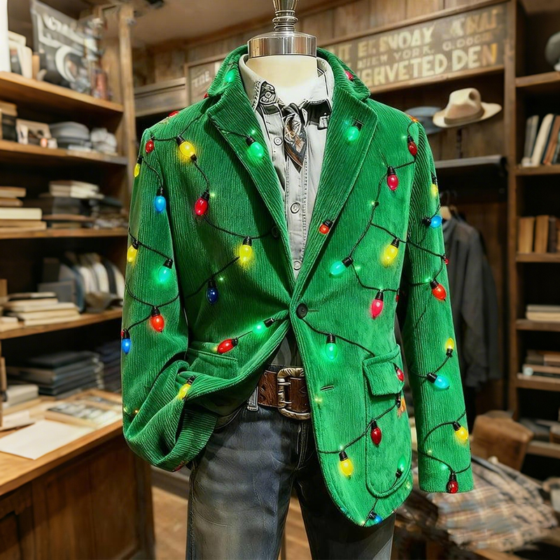 Men's Corduroy Christmas Lights Blazer