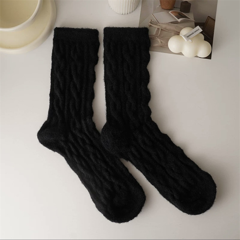Vintage Cable Knit Fuzzy Plush Socks