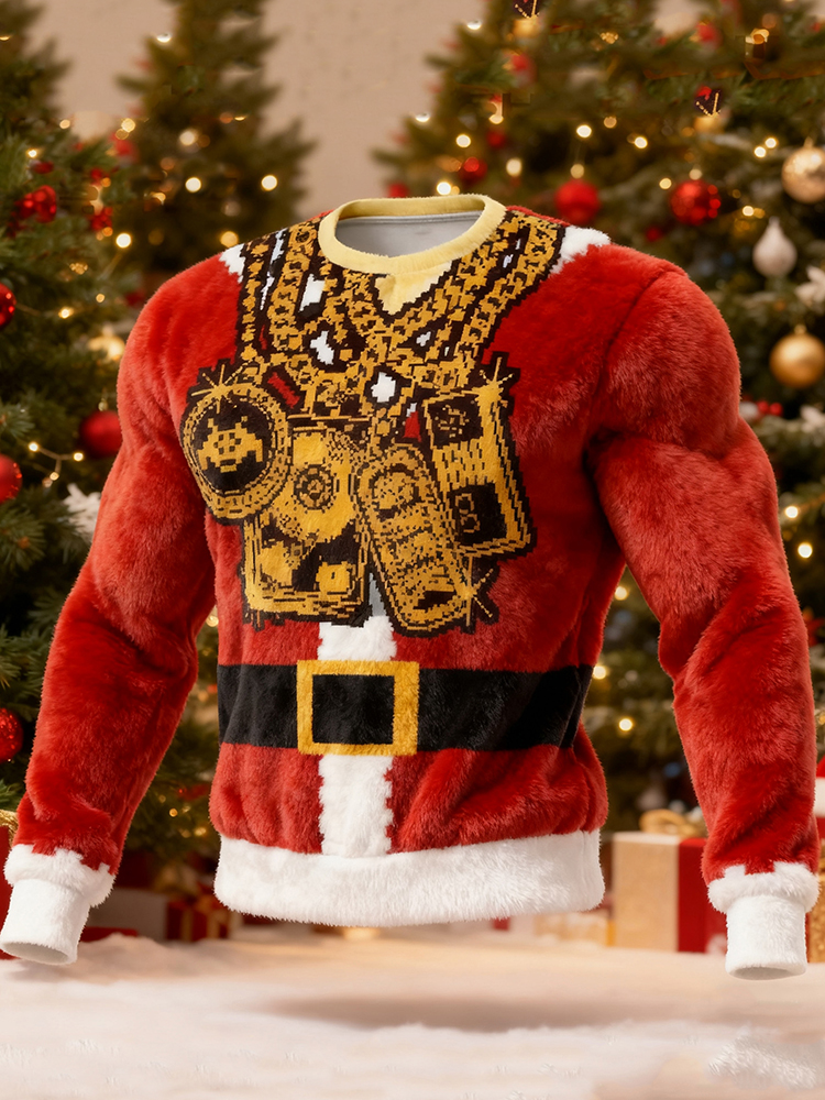 Men's Funny Ugly Christmas Pattern Flannel Sweatshirt