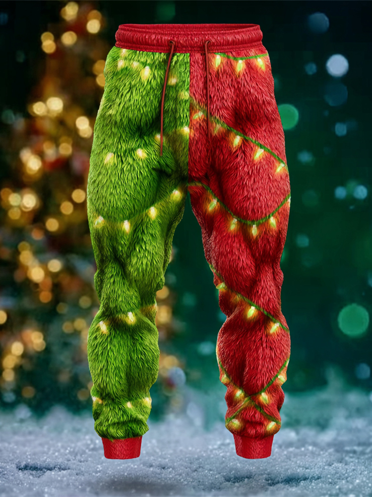 Christmas Lights Pattern Men's Flannel Pants