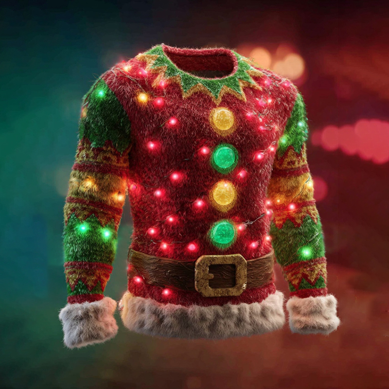 Men's Christmas Pattern Ugly Flannel Hoodie