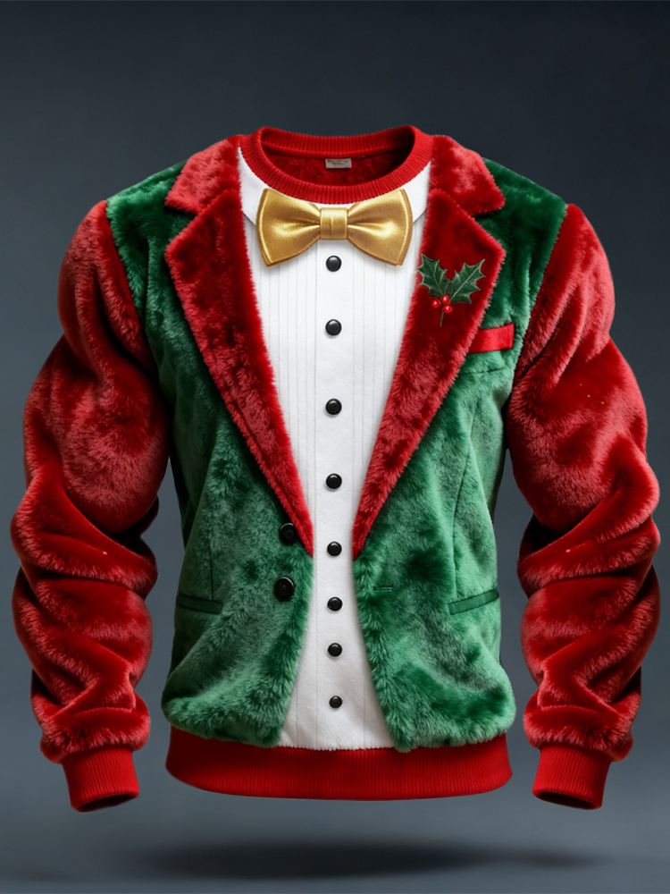 Christmas Two-piece Set Design Men's Flannel Sweatshirt