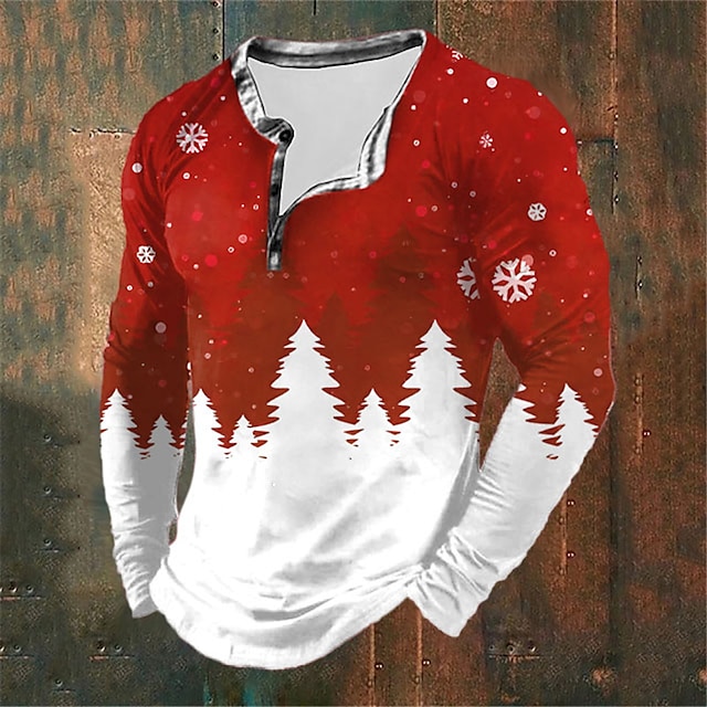 Men's Santa Claus Rhinestone Print Contrast Color Long Sleeve T-Shirt