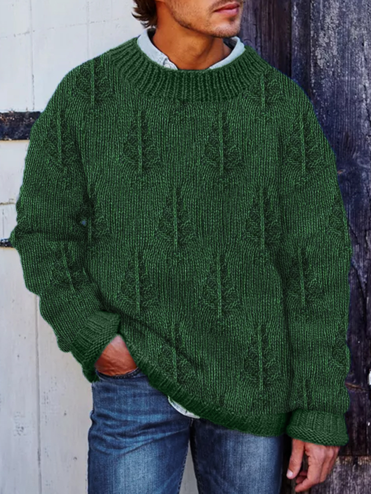 Men's Christmas Trees Jacquard Cozy Knit Sweater