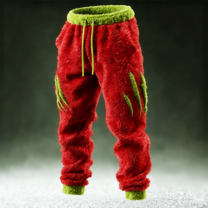 Men's Christmas Monster Scratch Cozy Plush Sweatpants