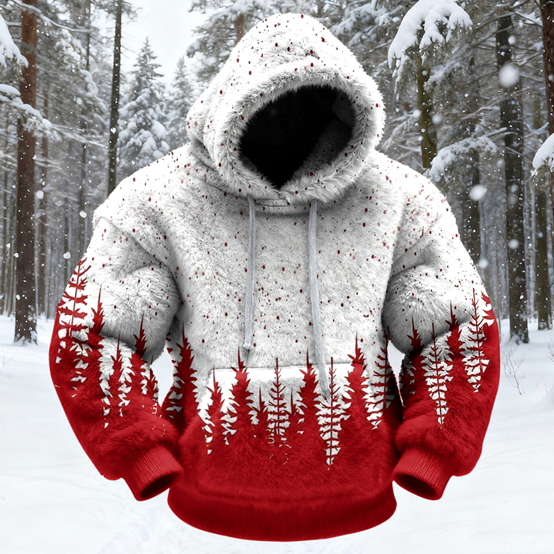 Men's Christmas Art Cozy Plush Hoodie