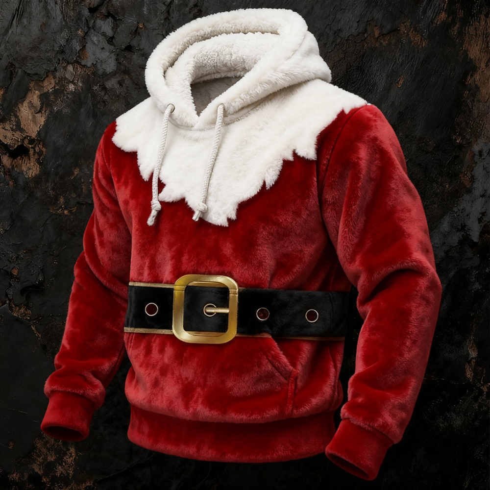 Men's Christmas Santa Inspired Cozy Plush Hoodie