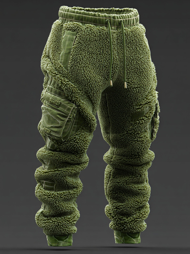 Men's Vintage Line Art Plush Cozy Thermal Pants