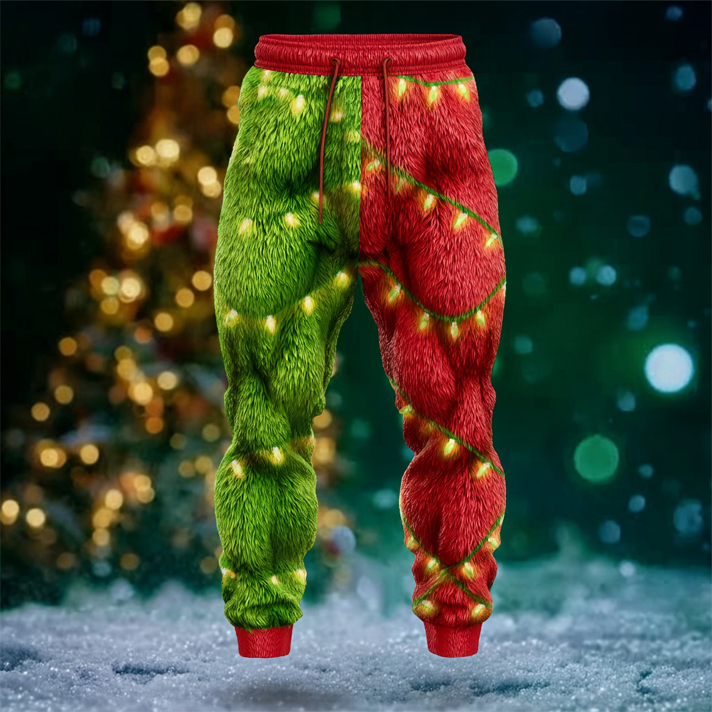 Christmas Lights Pattern Men's Flannel Pants