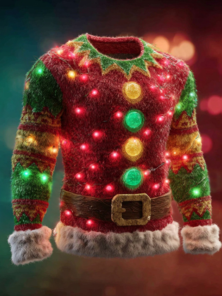 Men's Christmas Pattern Ugly Flannel Hoodie