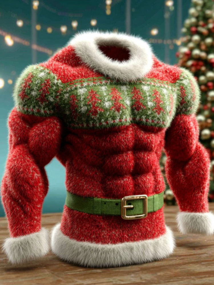 Men's Christmas Tree Pattern Ugly Flannel Hoodie