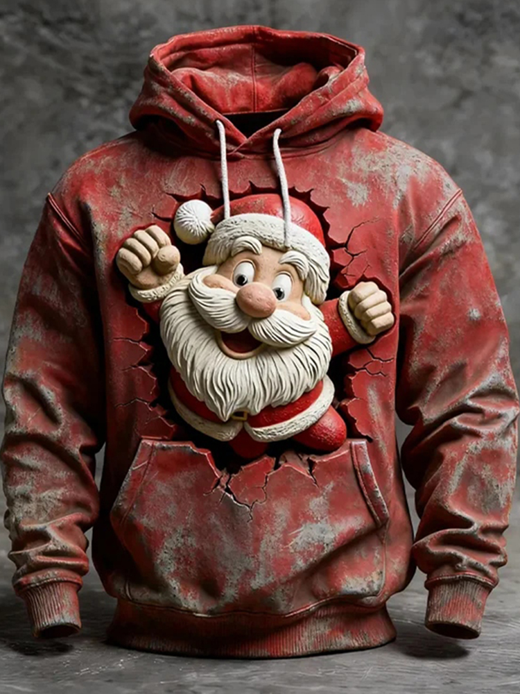 Men's Santa Claus Fun Christmas Art Print Hoodie