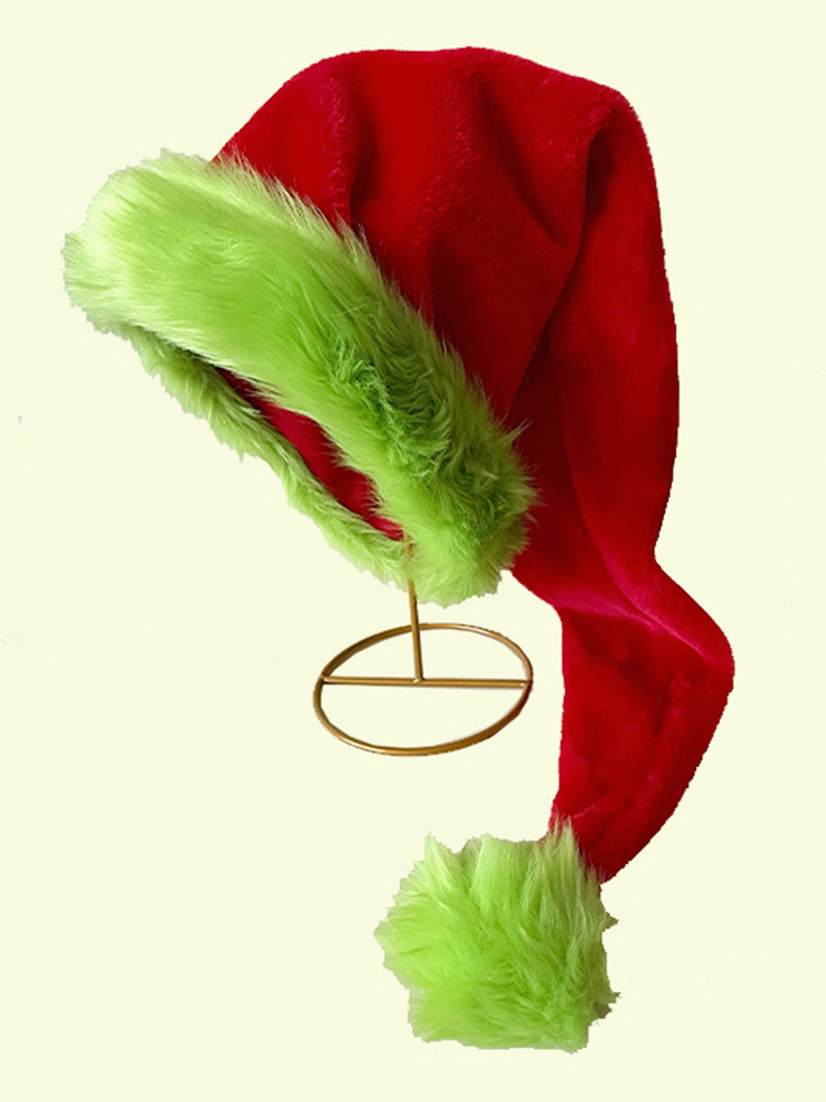 Unisex Cosplay Plush Color-blocked Christmas Hat