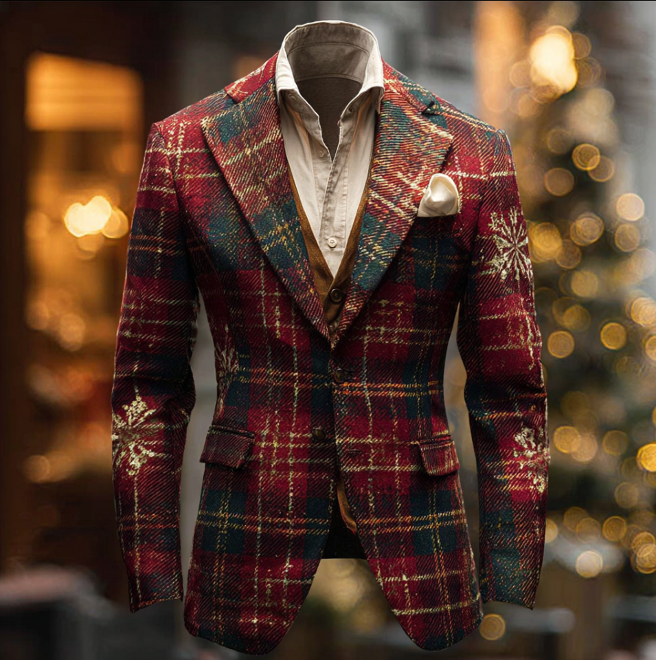 Men's Retro Checkered Suit Coat