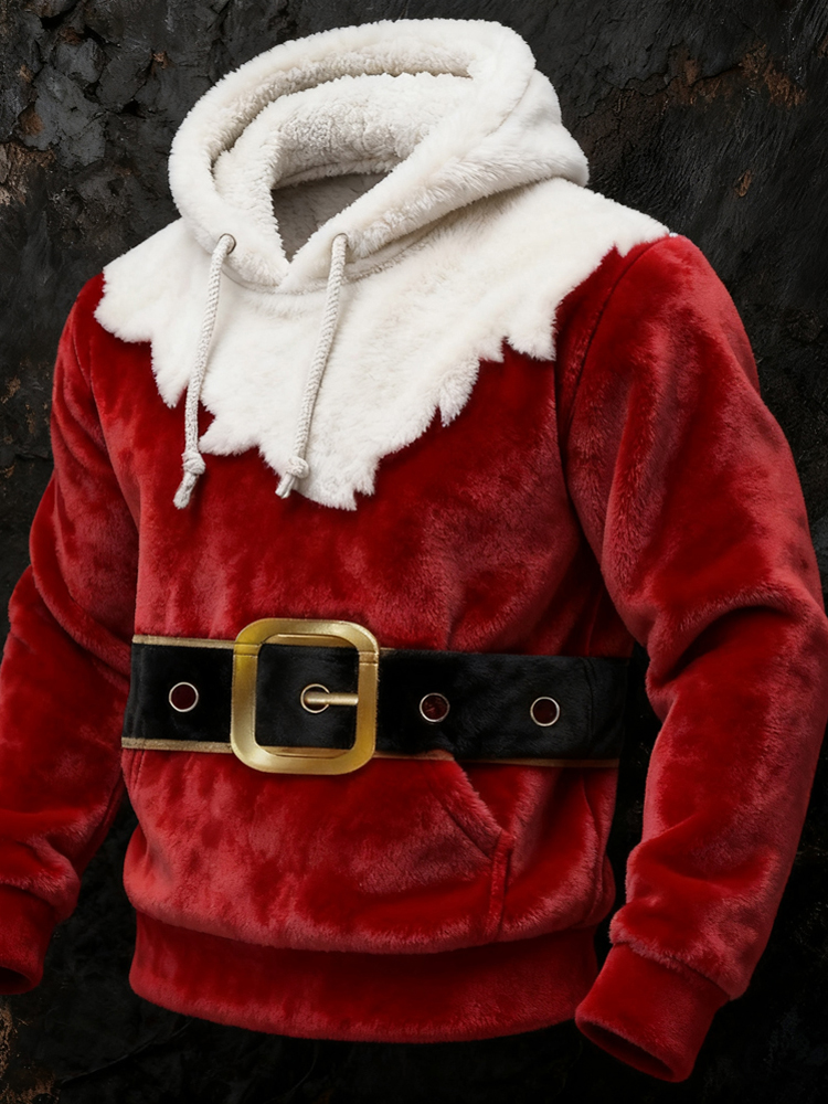 Men's Christmas Santa Inspired Cozy Plush Hoodie
