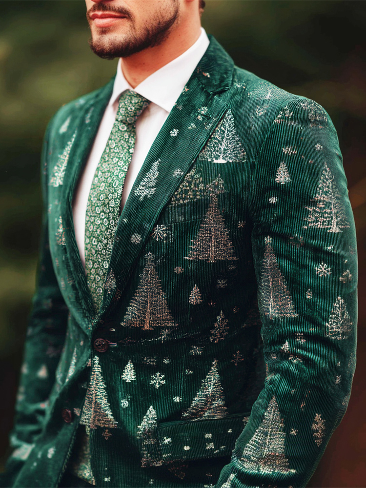 Christmas Tree Pattern Design Men's Corduroy Suit