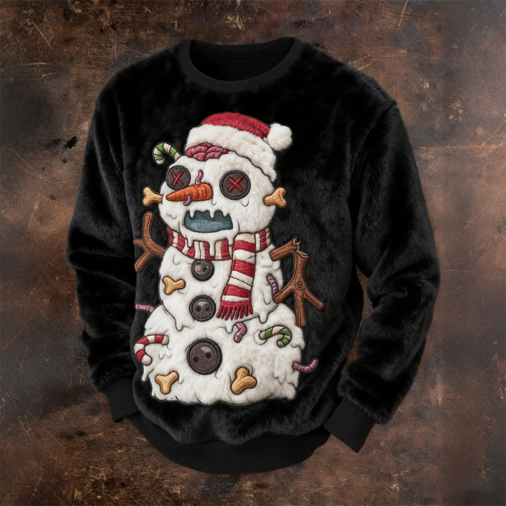 Men's Zombie Snowman Funny Christmas Cozy Plush Sweatshirt