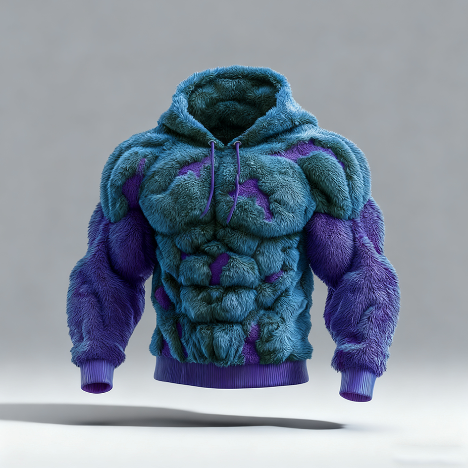 Monster Tearing Men's Flannel Hooded Sweatshirt