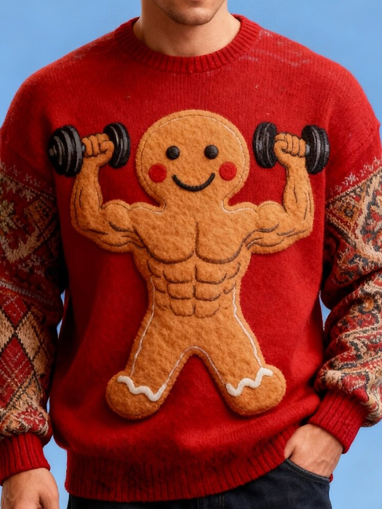 Retro Fun Gingerbread Man Cozy Ugly Christmas Sweater