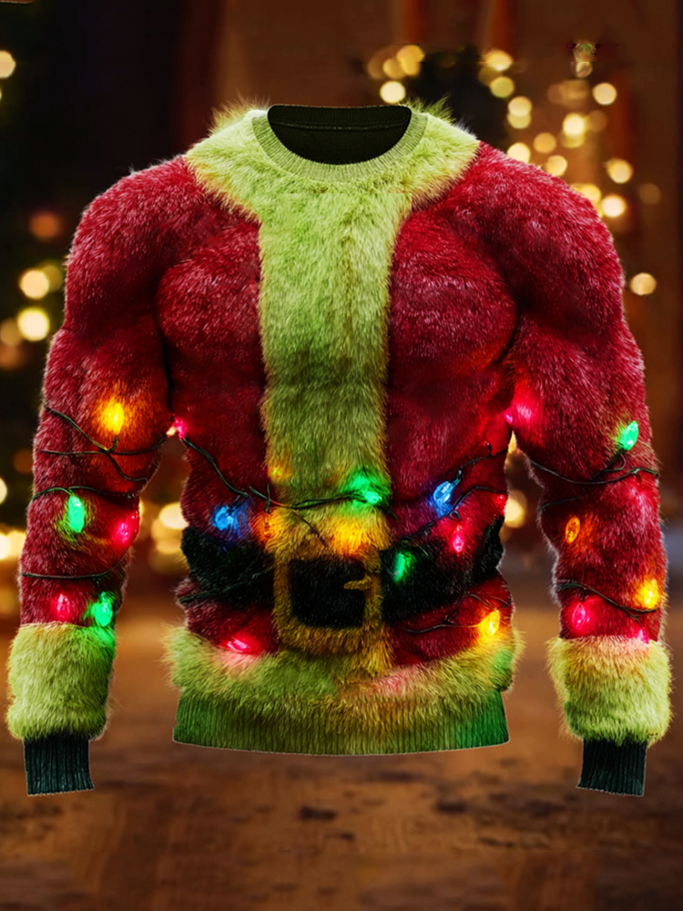 Men's Christmas Monster Santa Claus Cozy Plush Sweatshirt