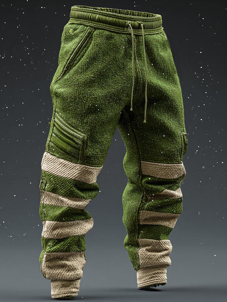 Christmas Striped Thickened Knitted Fabric Cold-resistant Sports Pants