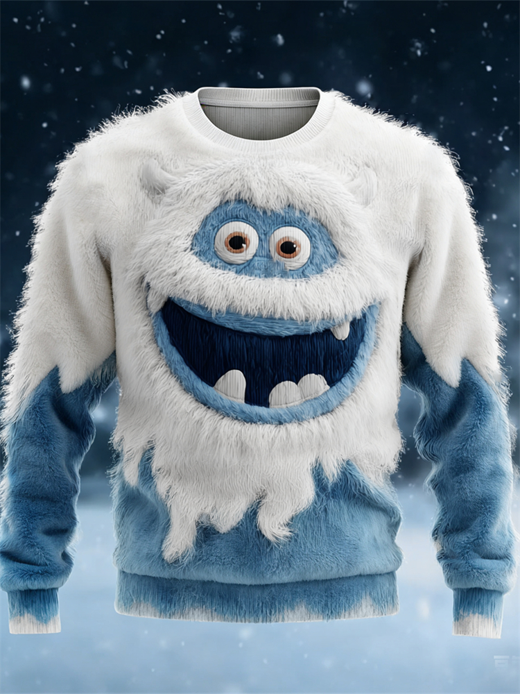 Men's Melting Ice Monster Contrast Cozy Plush Sweatshirt