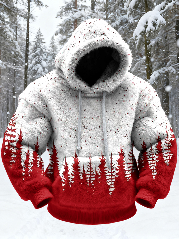 Men's Christmas Art Cozy Plush Hoodie