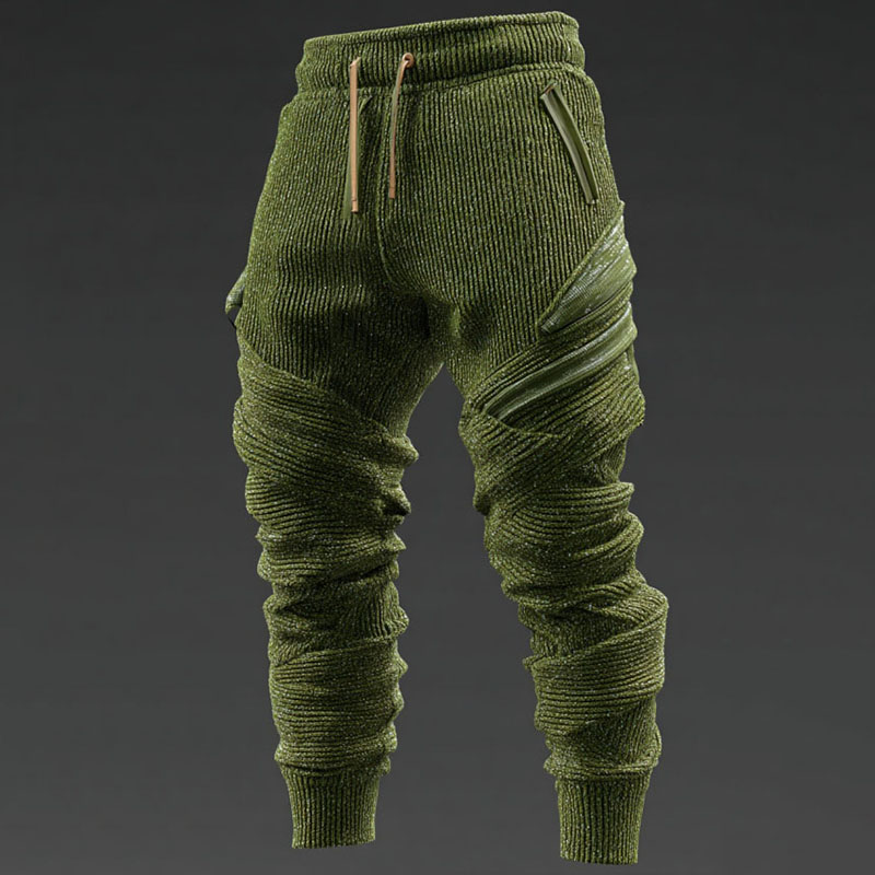 Men's Vintage Line Art Knitted Cozy Casual Thermal Pants