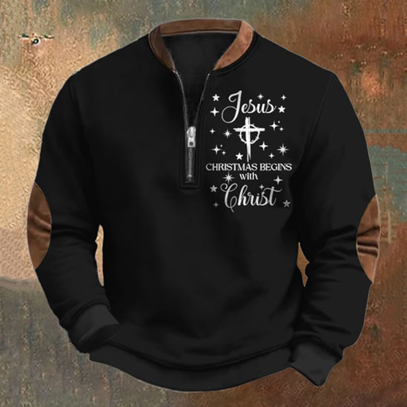 Men's Christmas Printed Zipper Sweatshirt
