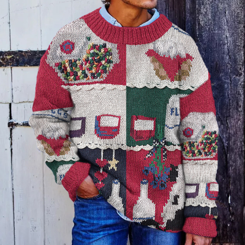 Vintage Country Farm Animal Pattern Knitted Warm Sweater