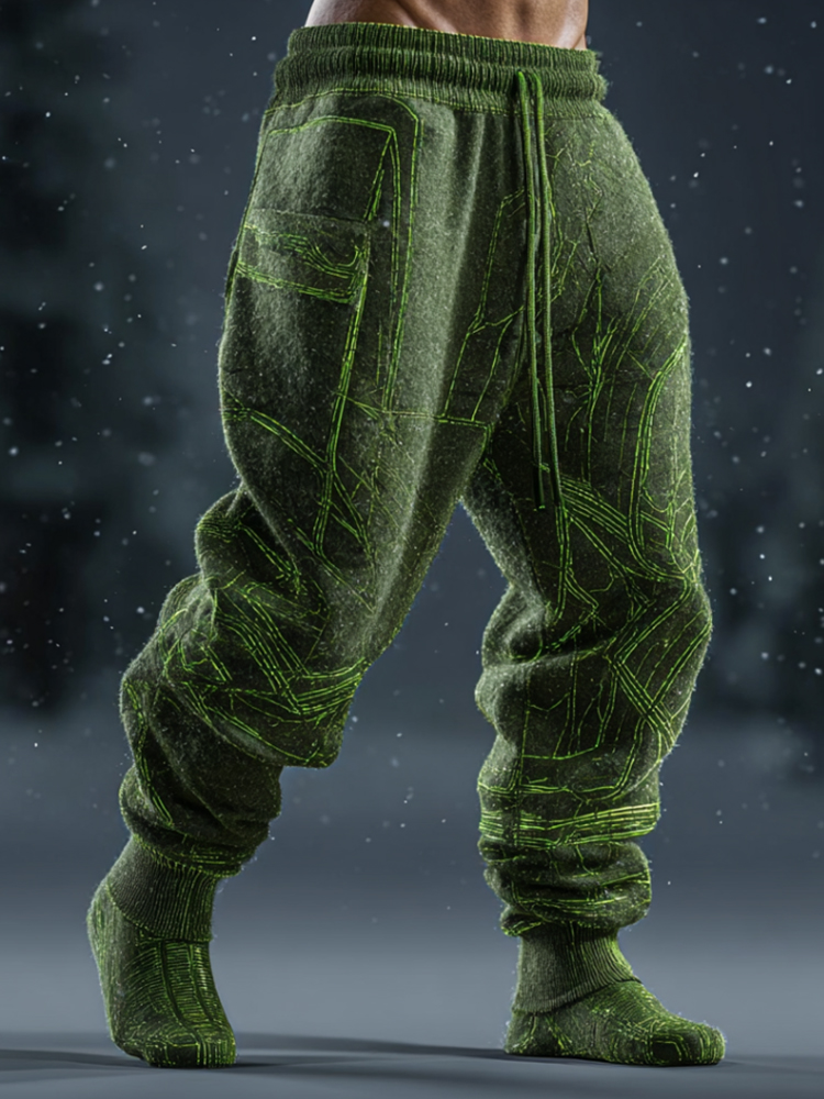 Christmas Mechanical Line Art Knitted Pants