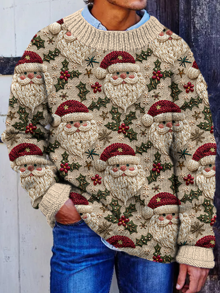 Men's Funny Christmas Santa Cozy Casual Sweater