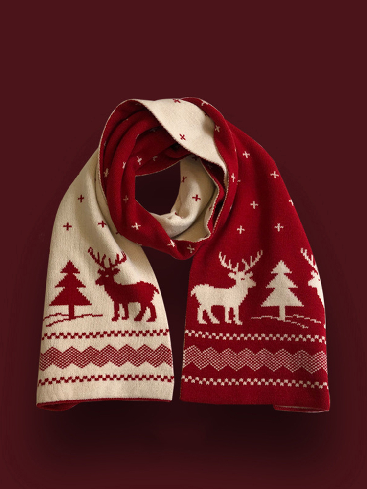 Reversible Christmas Elk Scarf