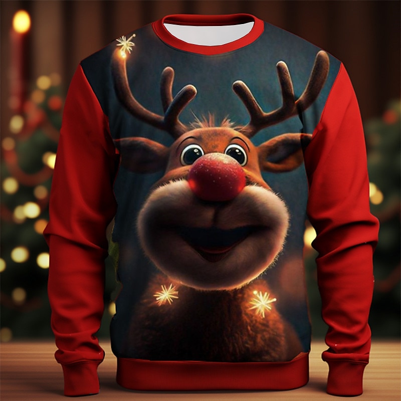 Graphic Elk Moose Christmas Printed Sweatshirt