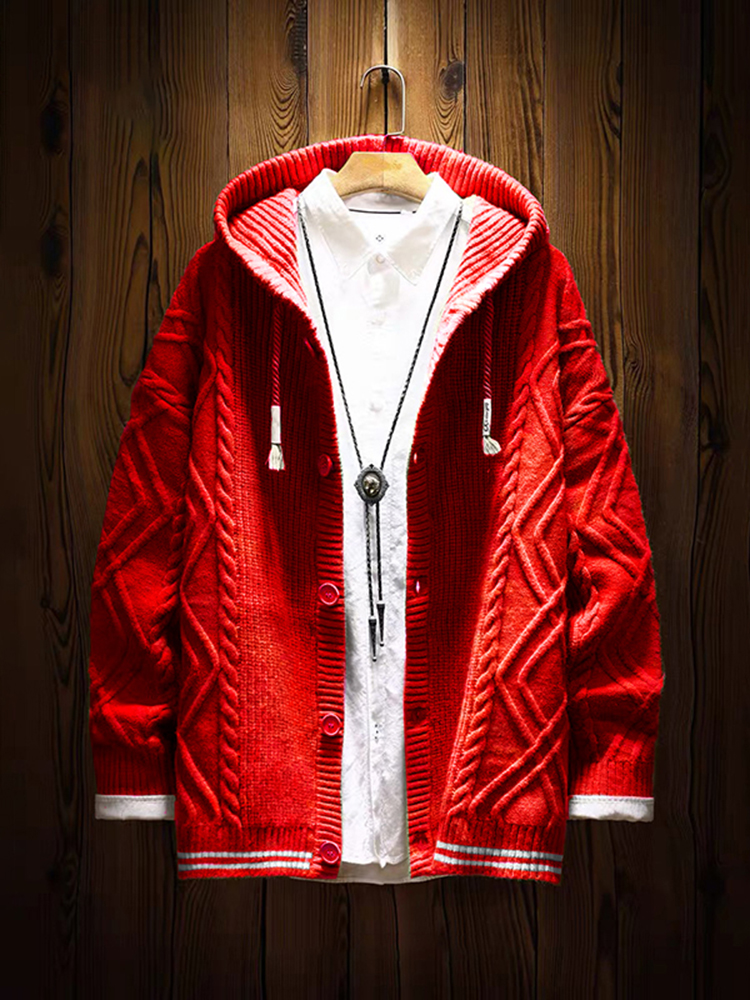 Men's Christmas Cozy Knitted Hooded Cardigan