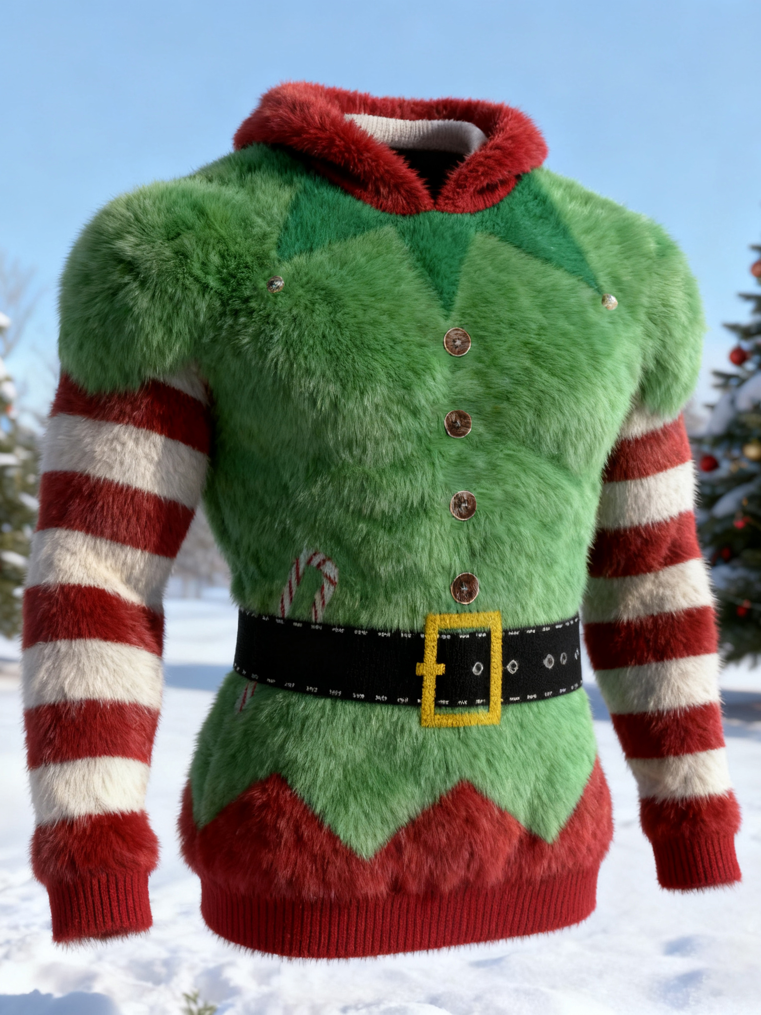 Men's Funny Christmas Cosplay Art Flannel Hoodie