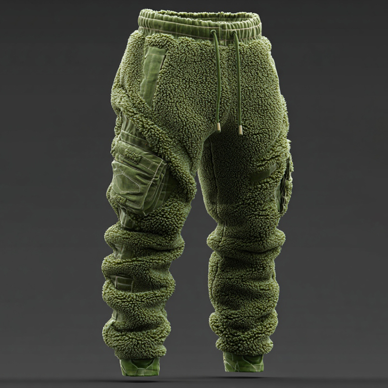 Men's Vintage Line Art Plush Cozy Thermal Pants