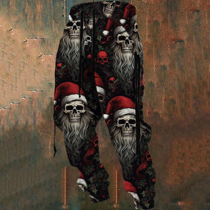 Men's Christmas Skull Print Sweatpants