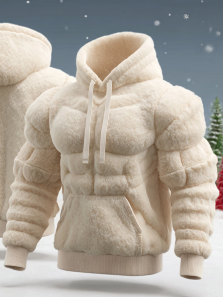 Men's Muscle Art Flannel Warm Hoodie