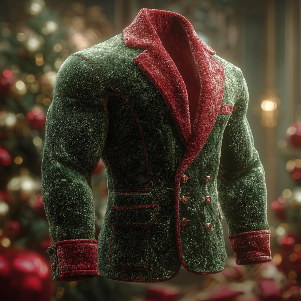 Men's Christmas Line Art Elegant Blazer Coat