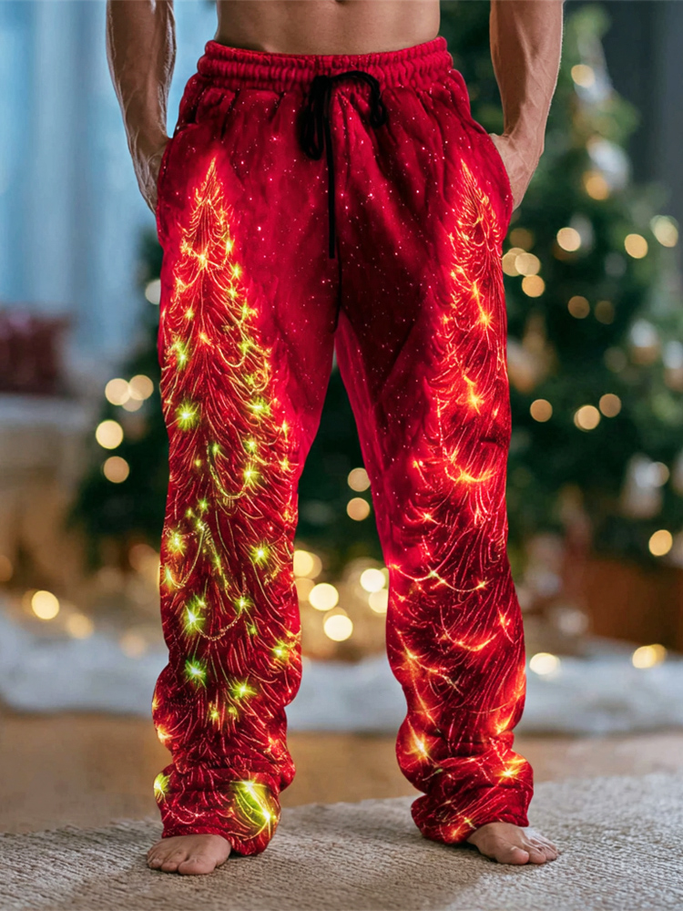 Radiant Christmas Tree Men's Flannel Sweatpants