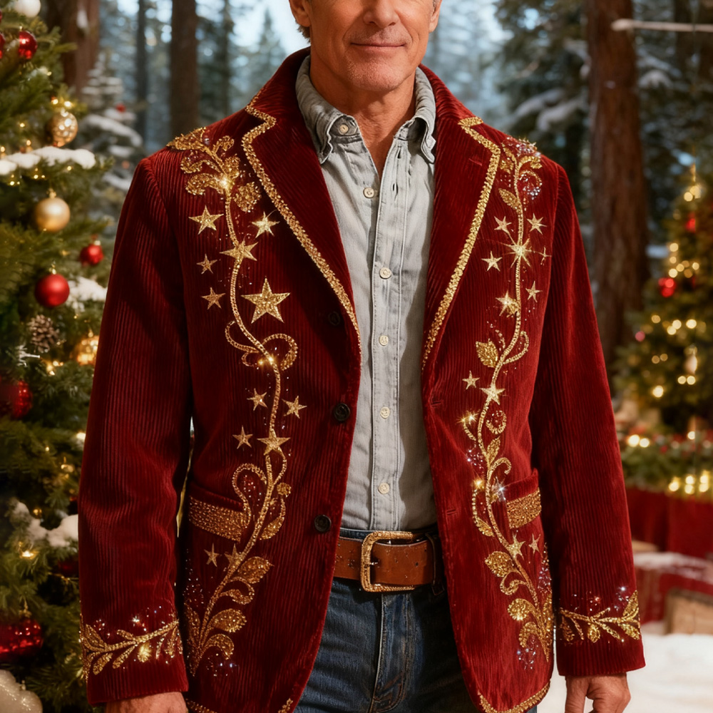 Men's Casual Christmas Print Jacket